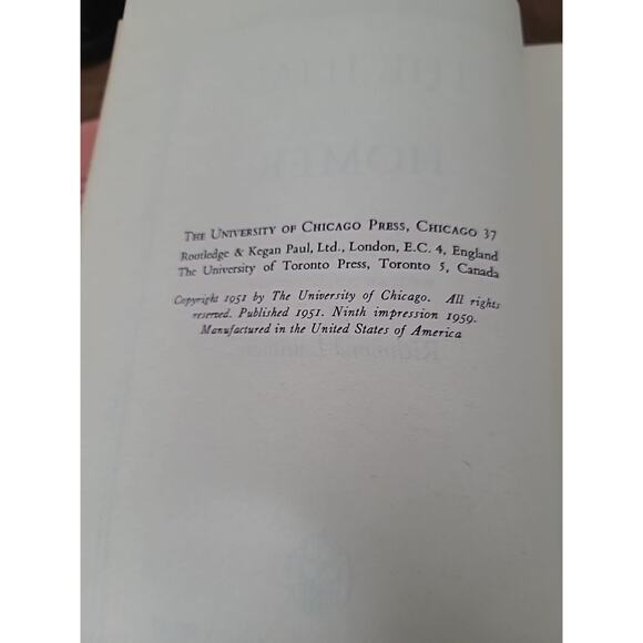 The Iliad Of Homer - Richmond Lattimore (Dust Jacket, Hardcover, 1959) - Picture 4 of 5